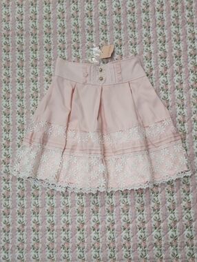 NWT Liz Lisa 🎀 Pink Floral Lace Trim Circle Skirt